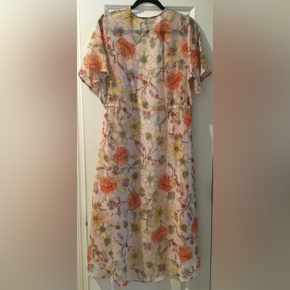 NWOT Sheer Floral Retro Style Maxi Wrap Duster Kimono - Picture 6 of 9